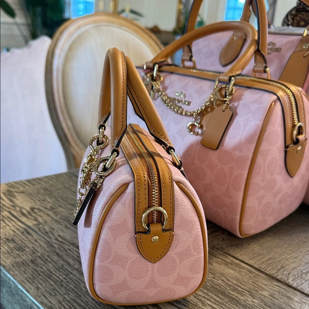 NWT Coach Mini Rowan Crossbody Bag In Signature Canvas With Charms